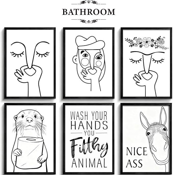 6 Pack Reusable Bathroom Stencils by XIAOSHAN