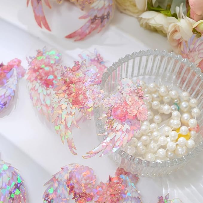 40Pcs Large Gilt Flower Wings Stickers - Image 6