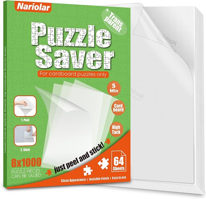 Nariolar Ultra-Adhesion Transparent Puzzle Glue Sheets, 64 Puzzle Saver Sheets by Nariolar