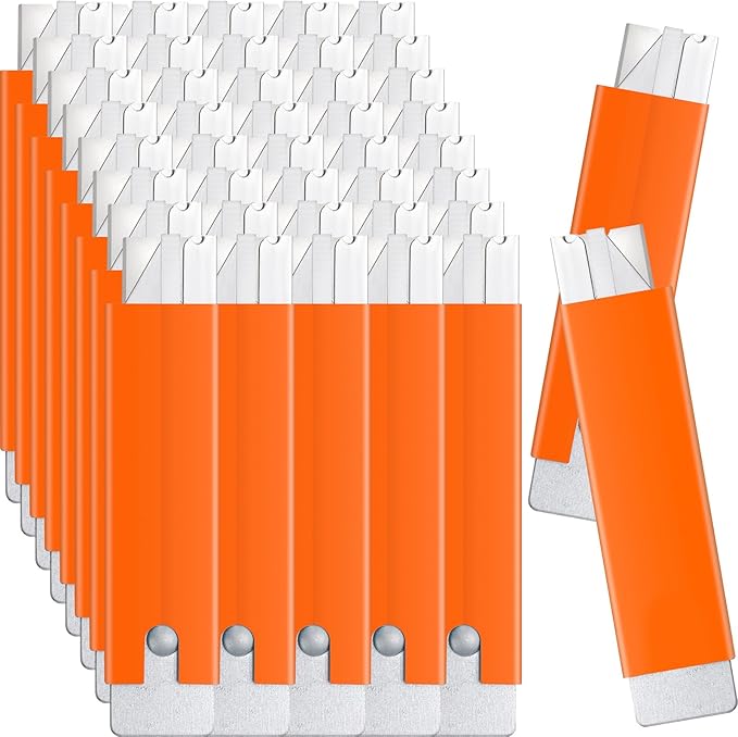 Lasnten 48 Pieces Box Cutters Bulk Retractable Cardboard Cutter Single Edge Handy Mini Box Knife Razor Blade Cutter Iron Body Utility Knife for Paper Packages Letter(Orange)