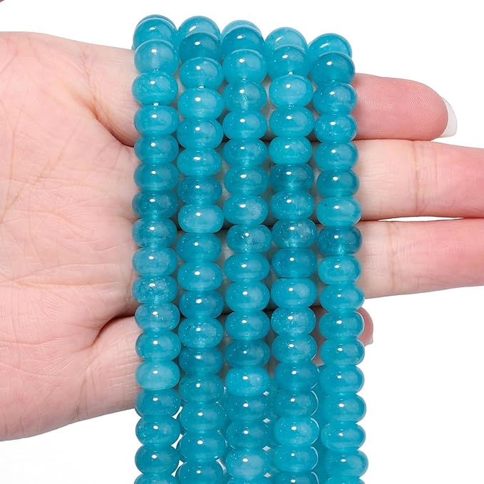 Songxi 5x8mm Natural Lake Blue Chalcedony Stone Rondelle Beads, Gemstone by SongXi