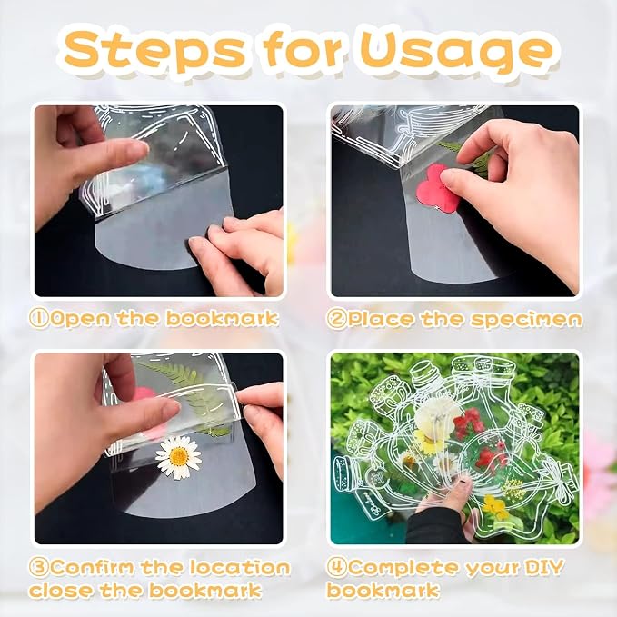 Transparent Dried Flower Bookmarks, Kaluofan 40Pcs Dried Flower Bookmark Kit - Image 5