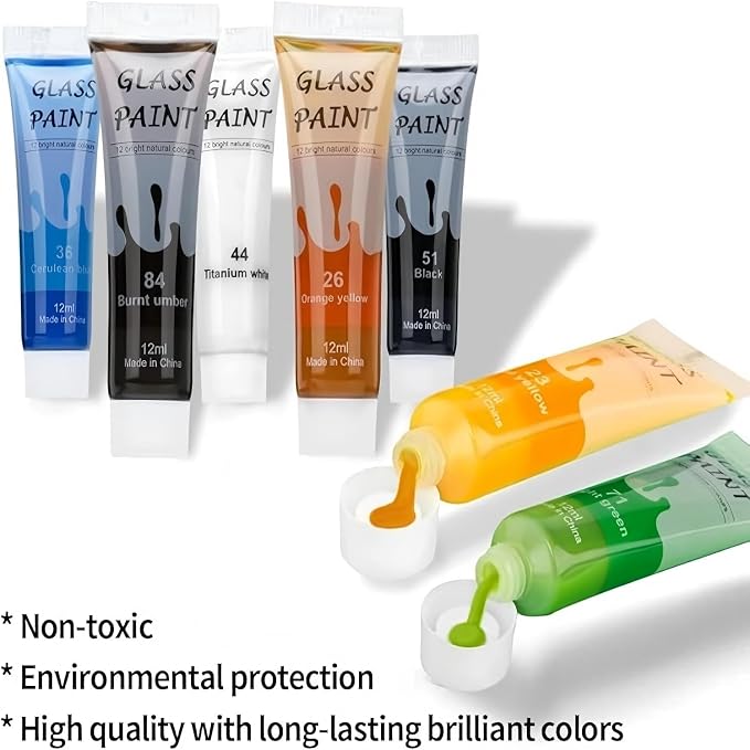 Premium Glass Paints for Glass Painting Stained Ceramic Paints Set Non Toxic - Image 3