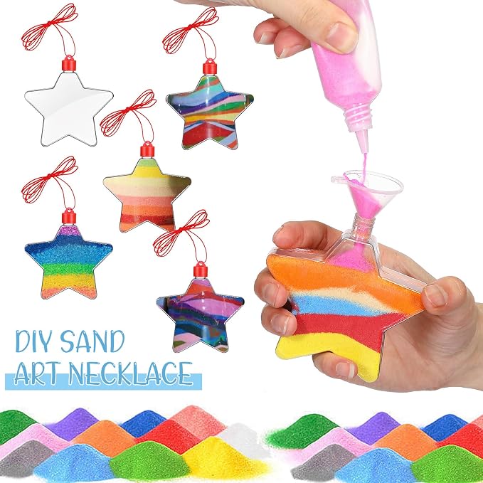 Yinkin 50 Pcs Sand Art Bottle Necklaces DIY Sand Art Craft Kit - Image 4