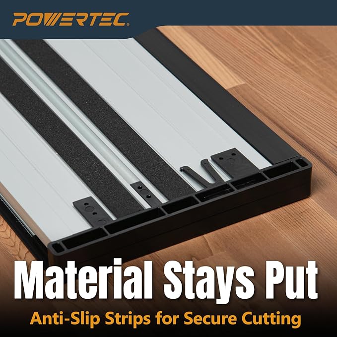 POWERTEC 55" Track Saw Guide Rail for Kreg Track Saws | Perfect for Repeatable Rip Cuts & Crosscuts | Extruded Aluminum Guide Rail for Optimized Bevel & Straight Cuts (71990)