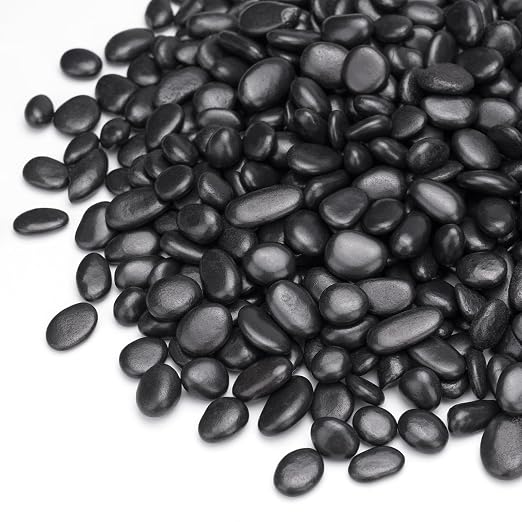 Pulovin 5 lbs Black Pebbles for Indoor Plants, 3/8" Plant Rocks for Pots Indoor by GardenSteward