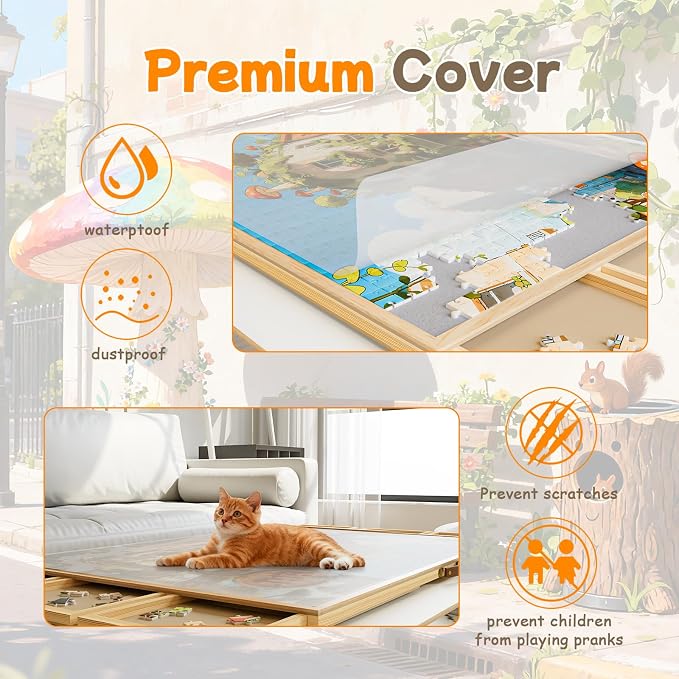 1500-Piece 34"x25.5" Wooden Rotating Puzzle Board - Image 4