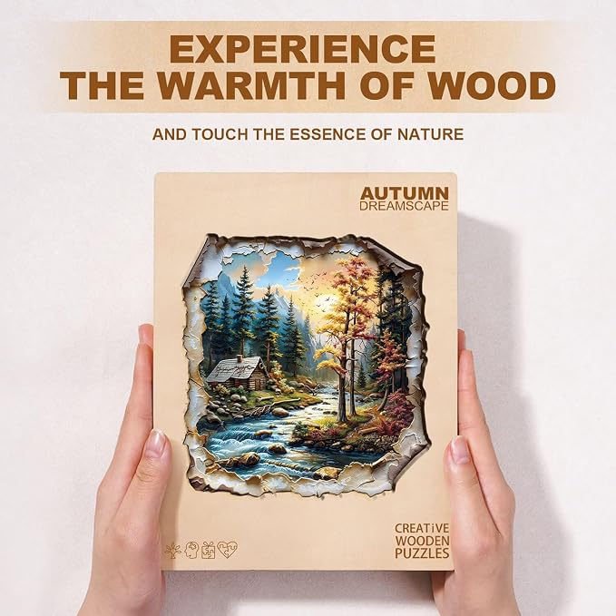 Autumn Dreamscape Puzzles Adults Gifts Wooden 185 Pieces 10.6 * 10.5in - Image 8