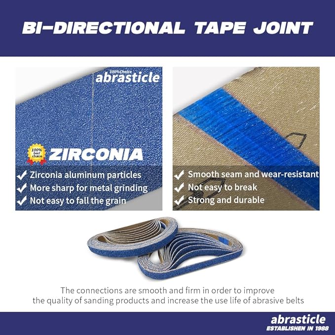 1/2" x 18" Zirconia Sanding Belts for Metal - 1/2 x 18 Inch Zirconia Metal Grinding Sand Paper, 36 PCS 60 Grits, Perfect for Knife Blade Sharpening, Metal Polishing, Derusting, Woodworking