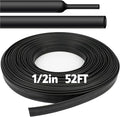 52 Ft Heat Shrink Tubing Roll, 1/2 Inch 3:1 Ratio Adhesive Lined, Waterproof Marine Grade Heat Shrink Tubing, Insulation Sealing Industrial Heat Shrink Tube - Black
