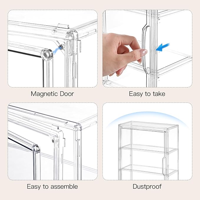 3 Tier Clear Display Case for Figures, Wall-Mounted Acrylic Storage Organizer - Image 3