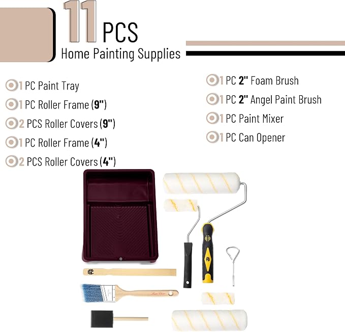 Bates- Paint Tray Set, Paint Roller Kit, Small Paint Roller, Foam Brush - Image 2