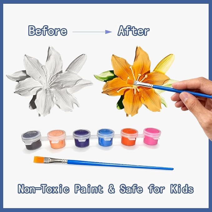 15 Pcs Plaster Painting Kit, Flower Magnet Craft Kit - Image 4