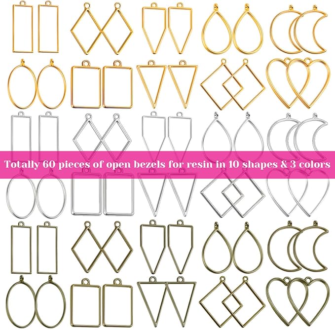 Shynek 60Pcs Hollow Frame Pendants - Image 2