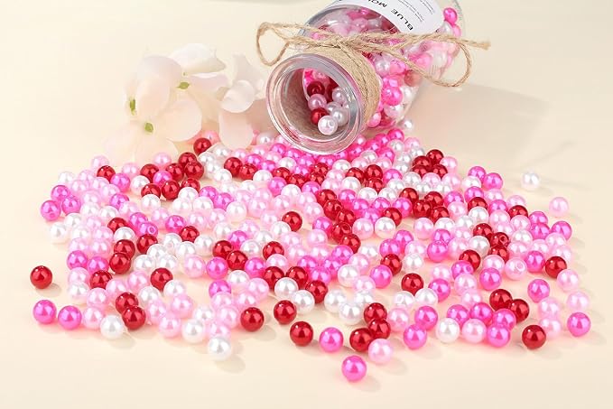 DUQGUHO 8mm Valentines Beads for Jewelry Making, Valentines Day Plastic Pearls - Image 6