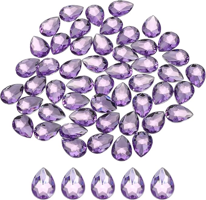 MECCANIXITY 50PCS Flat Back Acrylic Teardrop Gems 18x25mm Artificial Rhinestones by MECCANIXITY