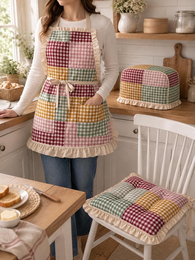 Gingham Cotton Fabric Bundle, 5 Coordinating Checkered Fabric Panels, 23.6 x - Image 8