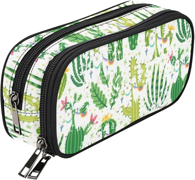 ANANGTEE Green Cactus Llama Pencil Case by ANANGTEE