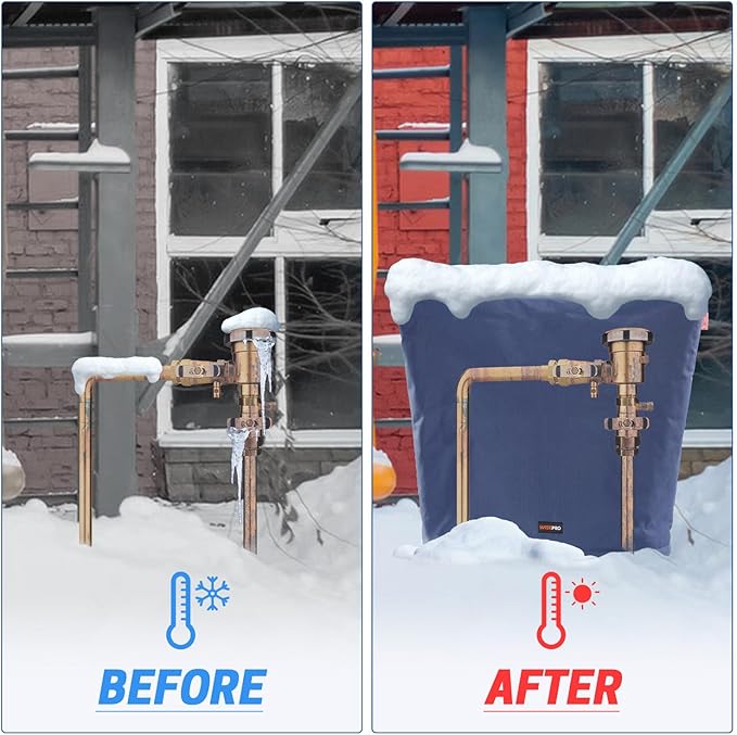 Backflow Preventer Insulation Cover-30 W x 24" H, 6 Layers Fabric Outdoor Pipe Insulation Cover with Aluminum Foil Layer Dupont Sorona Cotton, Backflow Cover for Winter Freeze Protection
