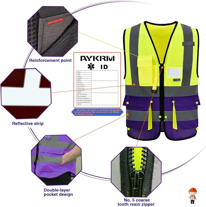 safety vest purple and yellow