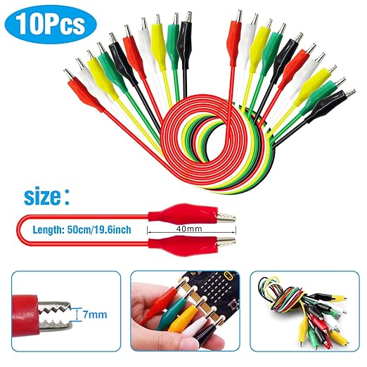 Electrical Multimeter Test Leads Set with Alligator Clips Crocodile Alligator Clips Electrical Test Hook Test Probes Lead Professional Kit for Electric Circuit Connection, DIY School Experiments