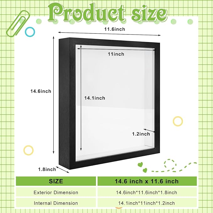 2 Pack 11 x 14in Shadow Box Frame Shadow Boxes Display Cases 3D Picture Frame - Image 2
