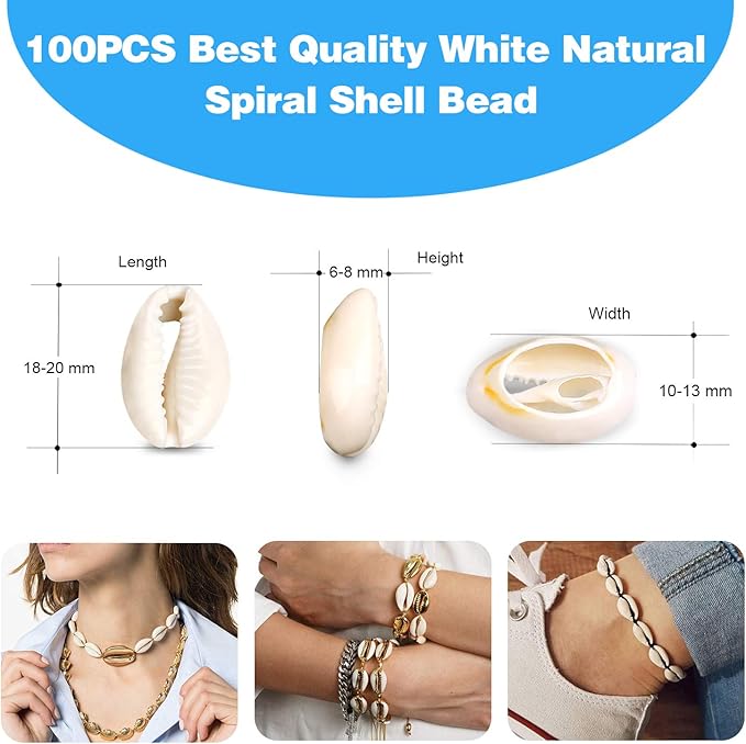 100Pcs Cowrie Shell Beads, Summer Beach Cowrie Shells - Image 2