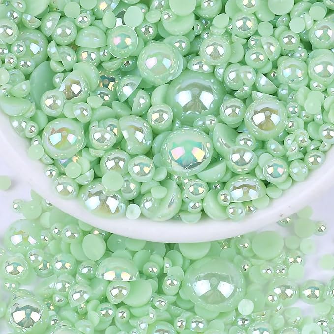 2000PCS AB Color Imitation Half Round Pearls Bead Loose Beads Gems, Mixed Sizes by UYTRDVG