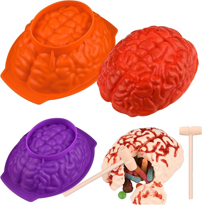 Sakolla 2 Pack Halloween 3D Human Brain Silicone Molds | Food-grade Silicone by Sakolla