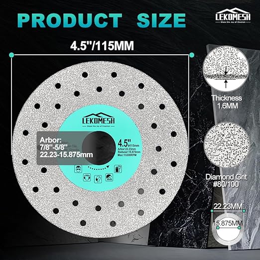 Rock Slab Grinding Disc - 4.5 inch Glass Cutter Disc, Granite Cutting Blade, Diamond Grinder Wheel for Rock Slab, Stone, Tile, Marble, Granite, Glass Diamond Saw Blades