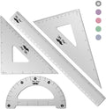 Mr. Pen- Metal Geometry Kit, 4 Pack, 45° & 30°/60° Set Squares | 6" Protractor by MrPen