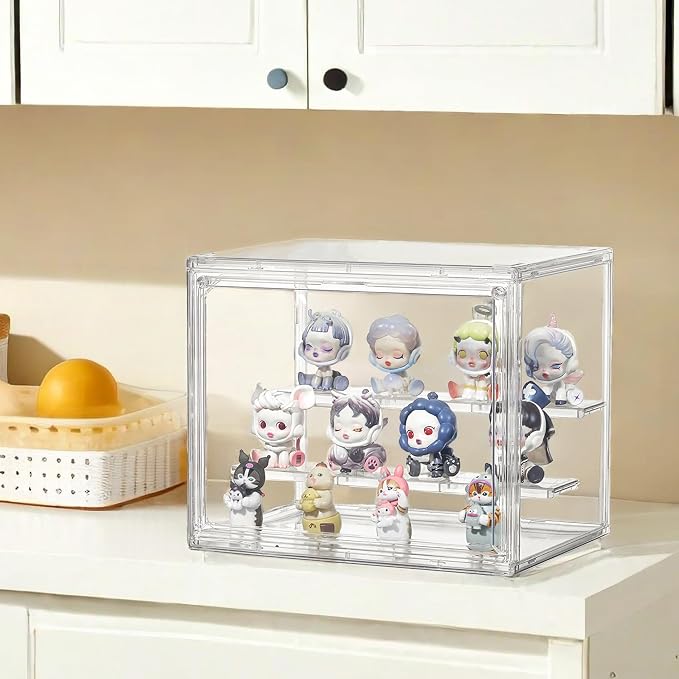 Clear Acrylic Display Case, 4 Pack 3 Tier Adjustable Display Box Stand - Image 8