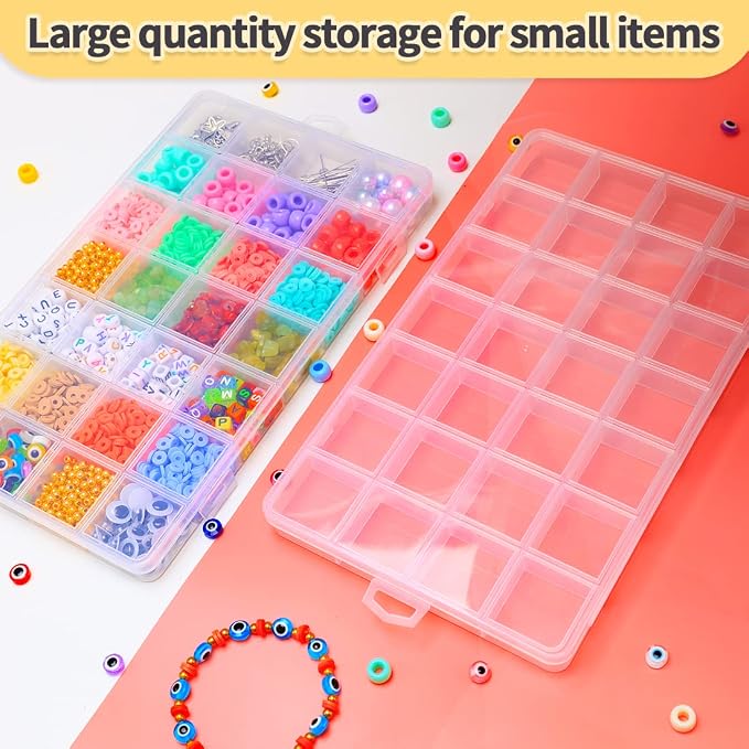 IOOLEEM 28 Grids Plastic Bead Organizer Box, Organizer Container Storage Box - Image 7