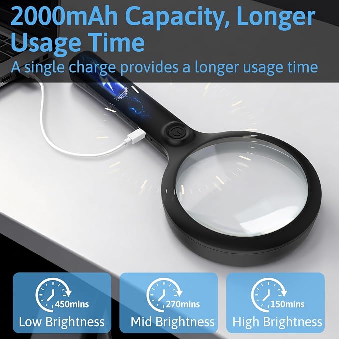2000mAh Rechargeable Magnifying Glass - Image 4