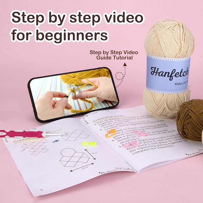 Hanfetch Crochet Kit for Advanced or Intermediate Beginner, Step by Step Video - Image 5