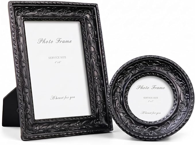 Cuspin Gothic Picture Frame Set of 2, Vintage Ornate Black Resin Frames by Cuspin