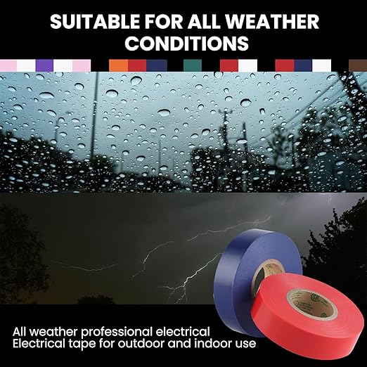 Lichamp 20-Pack Colored Electrical Tape Waterproof, 3/4 in x 66ft, Industrial Grade UL/CSA Listed High Temp Electrical Tape Colors Electric Super Vinyl, 2075C1