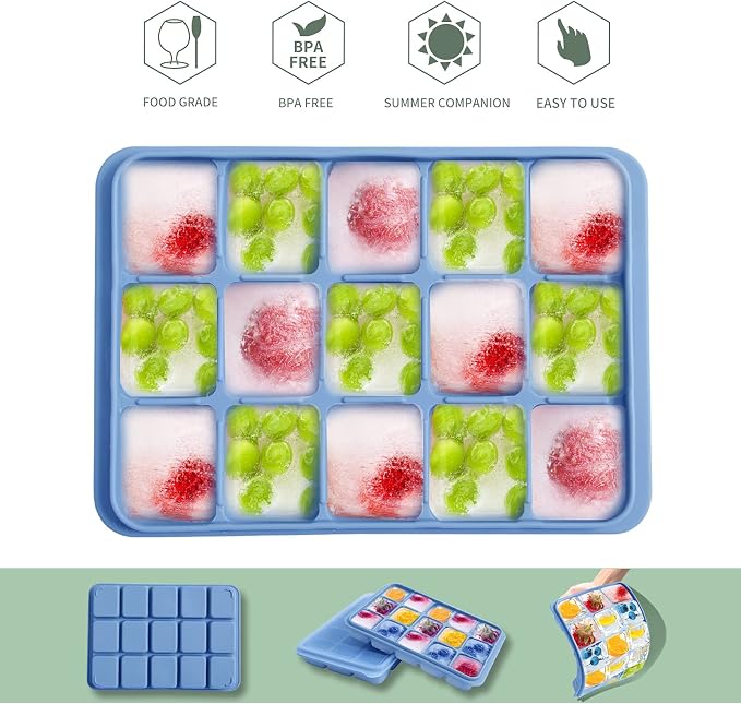 Tvmania Ice Cube Trays Set of 2, 15-Cube Silicone Molds - Image 4