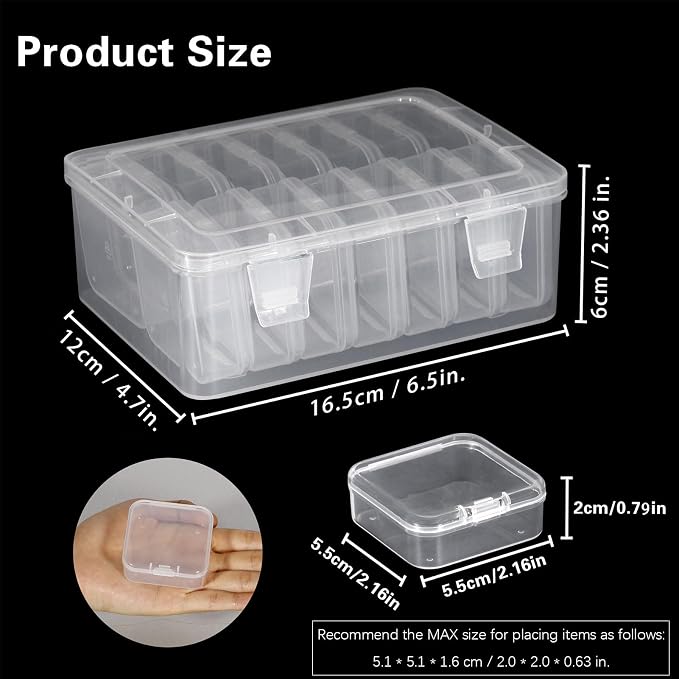 Mathtoxyz Small Bead Organizers, 14 Pieces Plastic Storage Cases Mini Clear - Image 2