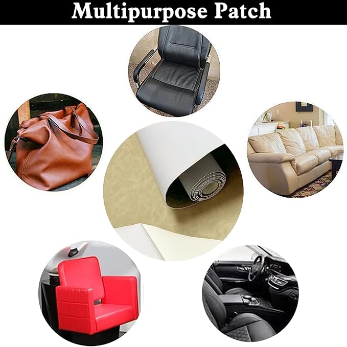 Leather Repair Patch Leather Repair Tape Self-Adhesive Cuttable Vinyl Leather Repair Kit for Couches Sofa Car Seat Furniture Cabinets Chair (3.9x78.7 inch, Beige)