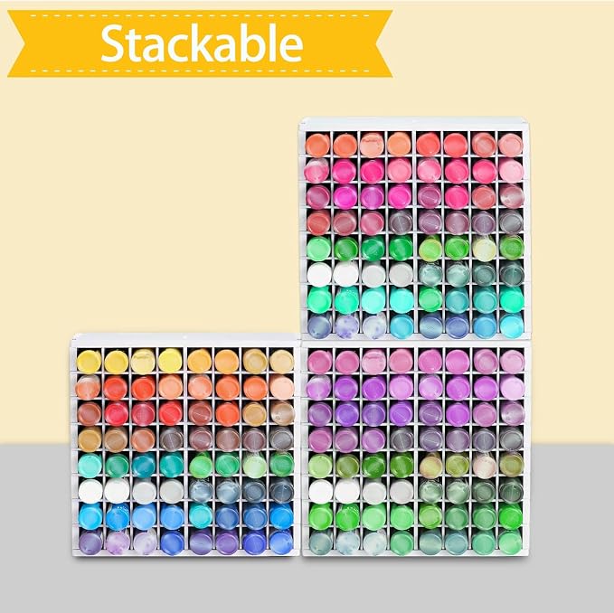 Krafetto 64 Grids Craft Paint Storage Organizer, Wall-mountable Paints Holder - Image 6