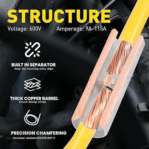 haisstronica Non Insulated Wire Connectors Kit 560 PCS - AWG 22-10 Tinned Copper Electrical Crimp Terminals with 3:1 Heat Shrink Tubing for Automotive, Marine, Industrial Wiring