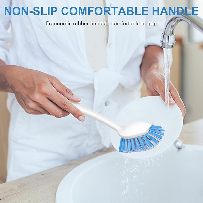 SetSail Dish Brush with Handle, 3 Pack Stiff Bristles Dish Scrubber with - Image 7