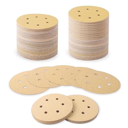 80 PCS 6 Inch 6 Hole Sanding Discs 80 Grit Hook and Loop Adhesive Round Sandpaper for Random Orbital Sander