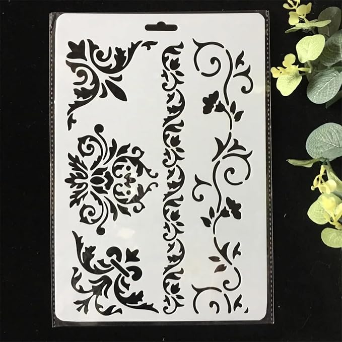 TIAMECH A4 Reusable Floral Edge Line Stencil - Image 6