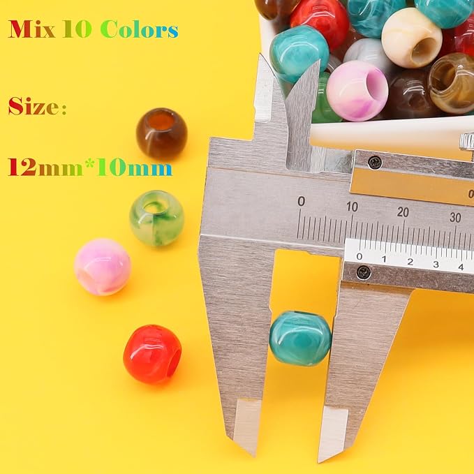 160pcs 12mm Acrylic Colorful Pop Ocean Style Large Hole Macrame Beads | Summer - Image 4