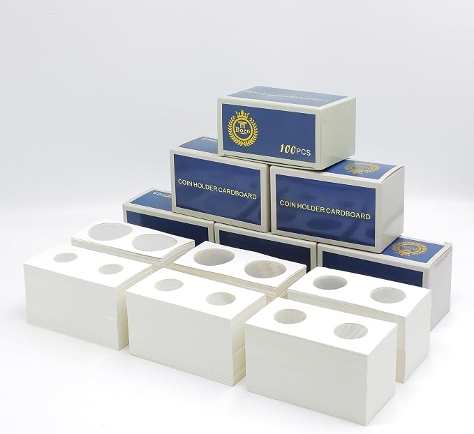 Boen 600PCS Coin Flips in 6 Sizes Cardboard Coin Holders by BoenCoinCollectionSupplies