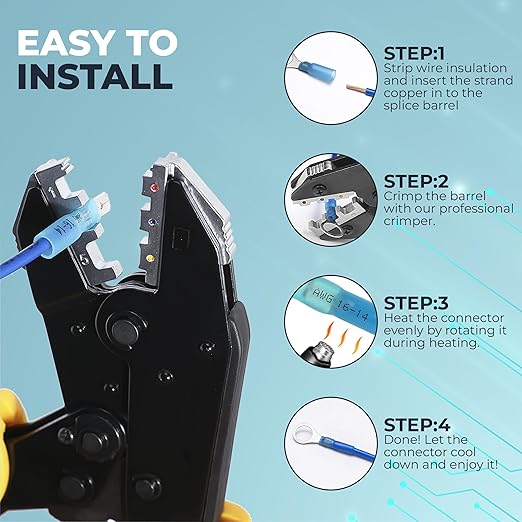 302 Pcs Heat Shrink Wiring Connectors Kits, Eletrical Wire Terminals, Crimp Insulated Connector Assortment- Ring Fork Spade Splices, Waterproof, for Marine, Automotive, 21Size, 16-14 22-18 12-10 Gauge