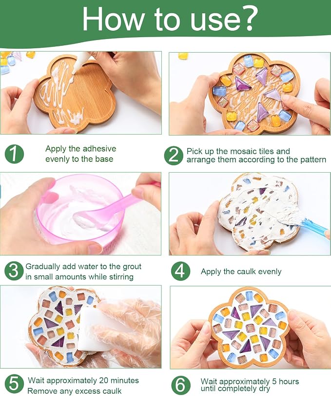 A&H Zier 4-Pack Kids Mosaic Coaster Kit – DIY Arts and Crafts - Image 5