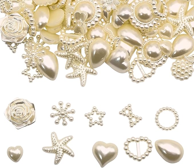 Chenkou Craft Random 100g/lot 4-20mm Half Round Imitation Pearls Seastar Bow by ChenkouCraft
